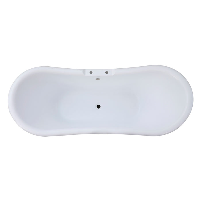 Aqua Eden VT7DS692828PBA 69-Inch Acrylic Oval Double Slipper Pedestal Tub (7-Inch Faucet Drillings), Glossy White