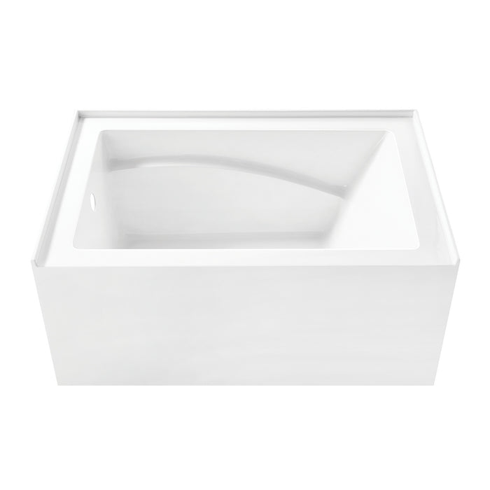 Kingston Tulare VTAM4832L22D - Aqua Eden 48-Inch Acrylic Rectangular 3-Wall Alcove Tub, Left Hand Drain and Anti-Skid Surface, Glossy White