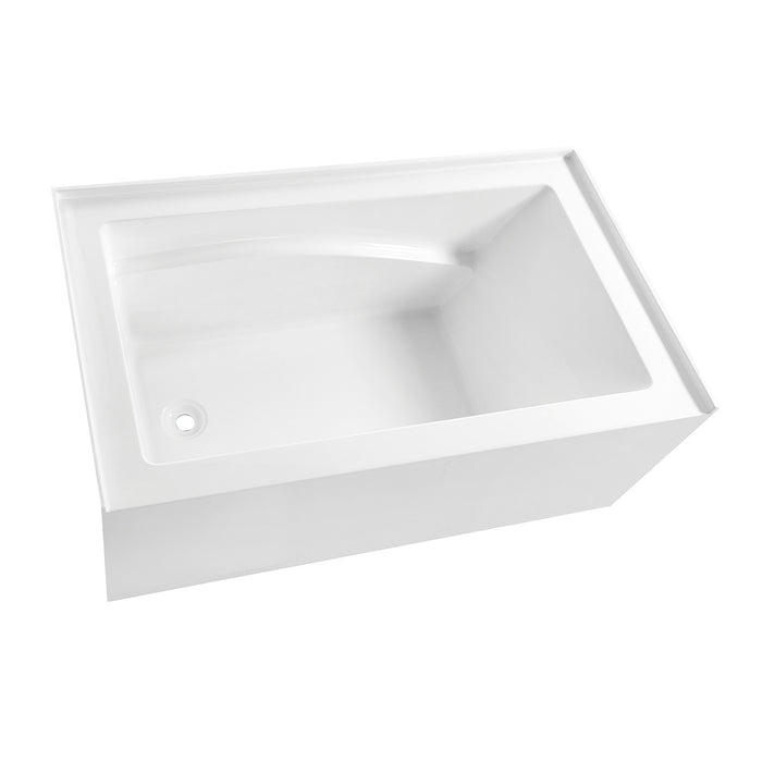 Kingston Tulare VTAM4832L22D - Aqua Eden 48-Inch Acrylic Rectangular 3-Wall Alcove Tub, Left Hand Drain and Anti-Skid Surface, Glossy White