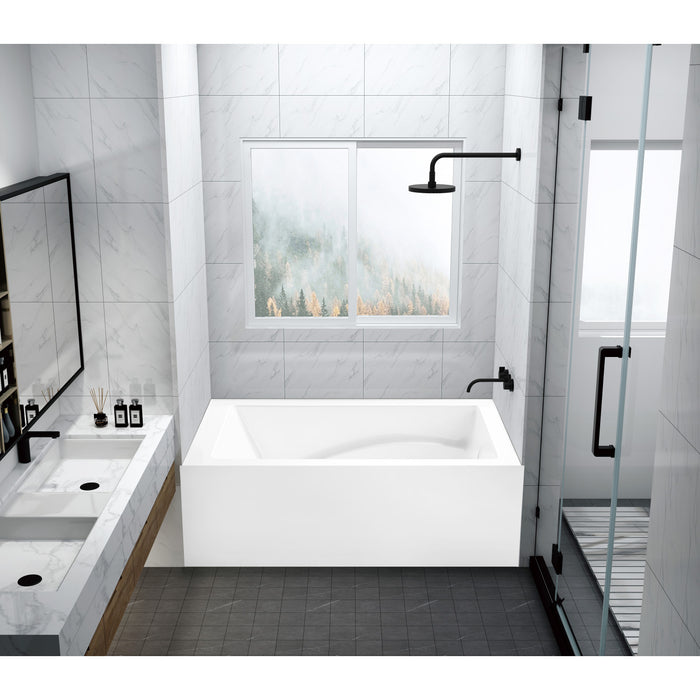 Aqua Eden VTAM4832R22D 48-Inch Acrylic Rectangular 3-Wall Alcove Tub, Right Hand Drain and Anti-Skid Surface, Glossy White