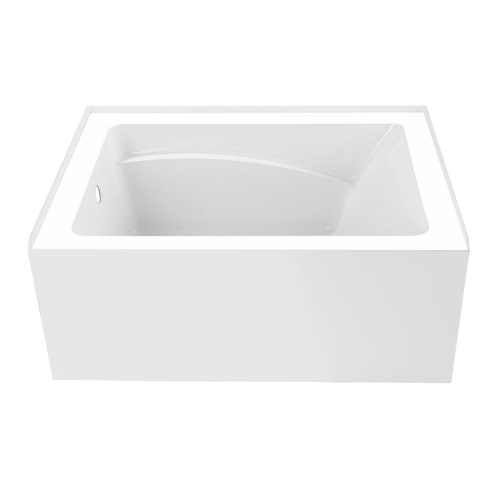 Aqua Eden VTAM4836L22T 48-Inch Acrylic Rectangular 3-Wall Alcove Tub, Left Hand Drain, Glossy White