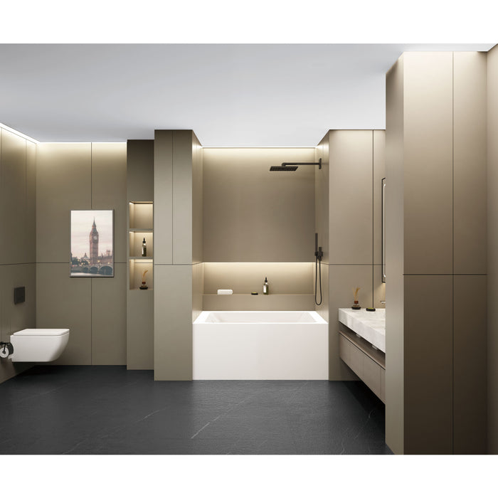 Aqua Eden VTAM4836L22T 48-Inch Acrylic Rectangular 3-Wall Alcove Tub, Left Hand Drain, Glossy White