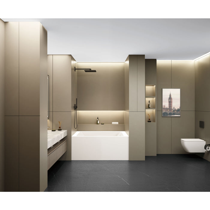 Aqua Eden VTAM4836R22T 48-Inch Acrylic Rectangular 3-Wall Alcove Tub, Right Hand Drain, Glossy White