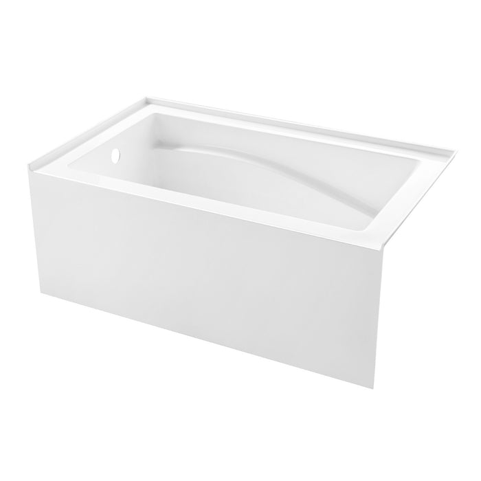 Kingston Tulare VTAM5432L22D - Aqua Eden 54-Inch Acrylic Rectangular 3-Wall Alcove Tub, Left Hand Drain and Anti-Skid Surface, Glossy White