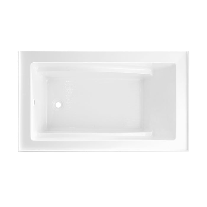 Kingston Tulare VTAM5432L22D - Aqua Eden 54-Inch Acrylic Rectangular 3-Wall Alcove Tub, Left Hand Drain and Anti-Skid Surface, Glossy White