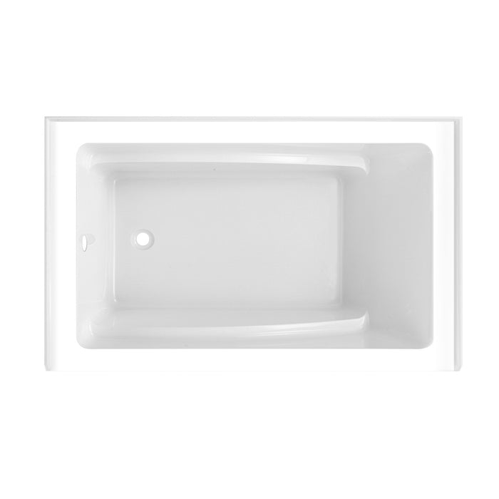 Aqua Eden VTAM5436L22T 54-Inch Acrylic 3-Wall Alcove Tub with Left Hand Drain, Glossy White