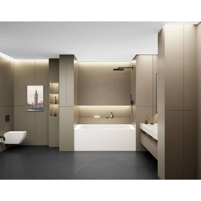 Aqua Eden VTAM5436L22T 54-Inch Acrylic Rectangular 3-Wall Alcove Tub, Left Hand Drain, Glossy White