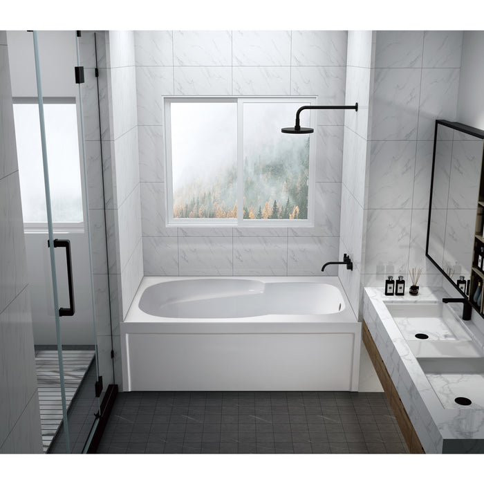 Kingston Tulare VTAM6031R21A - Aqua Eden 60-Inch Acrylic Rectangular 3-Wall Alcove Tub with Armrests and Anti-Skid Surface, Right Hand Drain, Glossy White