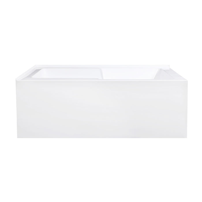 Kingston Tulare VTAM6032L22S - Aqua Eden 60-Inch Acrylic Rectangular 2-Wall Corner Alcove Tub with Corner Apron, Left Hand Drain Hole, Glossy White