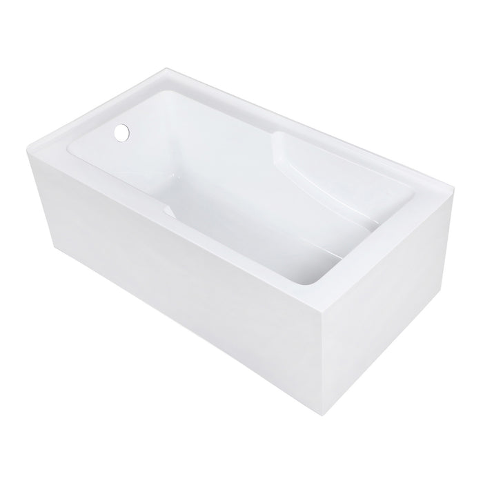 Kingston Tulare VTAM6032L22S - Aqua Eden 60-Inch Acrylic Rectangular 2-Wall Corner Alcove Tub with Corner Apron, Left Hand Drain Hole, Glossy White