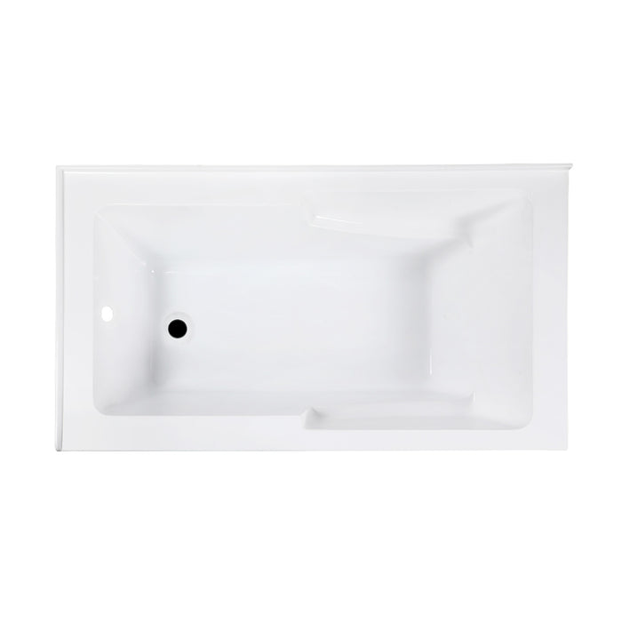 Kingston Tulare VTAM6032L22S - Aqua Eden 60-Inch Acrylic Rectangular 2-Wall Corner Alcove Tub with Corner Apron, Left Hand Drain Hole, Glossy White