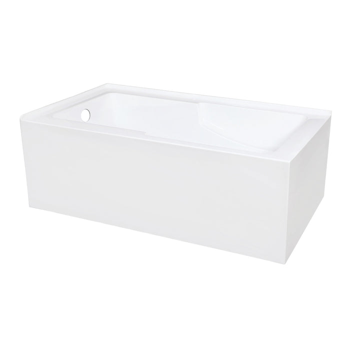 Aqua Eden VTAM6032L22S 60-Inch Acrylic 2-Wall Corner Alcove Tub with Left Hand Drain Hole, White