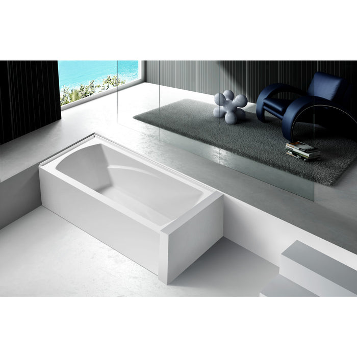 Aqua Eden VTAM6032R21 60-Inch Acrylic Rectangular 3-Wall Alcove Tub with Armrests, Right Hand Drain, Glossy White
