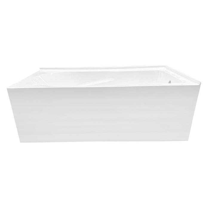 Kingston Tulare VTAM6032R21TS - Aqua Eden 60-Inch Acrylic Rectangular 2-Wall Corner Alcove Tub, Right Hand Drain, Glossy White