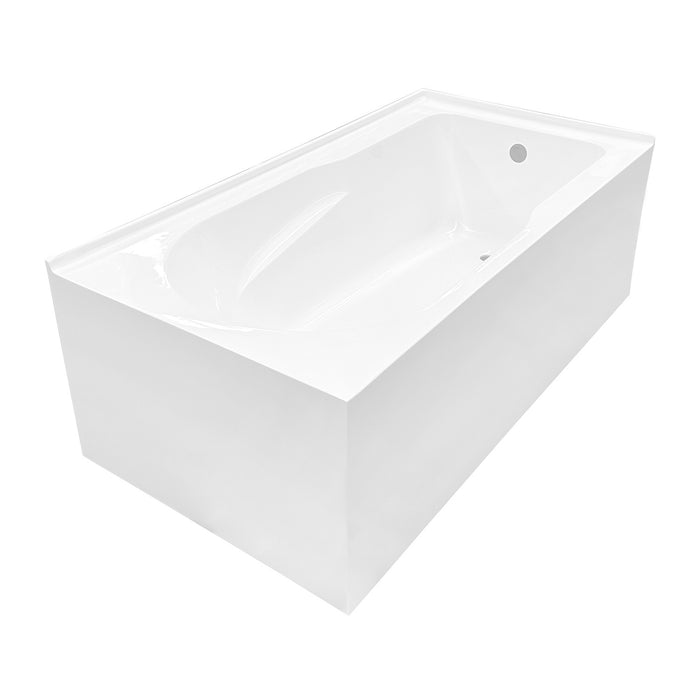 Kingston Tulare VTAM6032R21TS - Aqua Eden 60-Inch Acrylic Rectangular 2-Wall Corner Alcove Tub, Right Hand Drain, Glossy White
