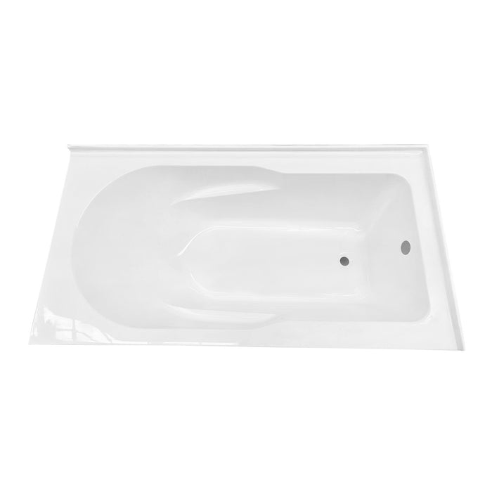 Kingston Tulare VTAM6032R21TS - Aqua Eden 60-Inch Acrylic Rectangular 2-Wall Corner Alcove Tub, Right Hand Drain, Glossy White