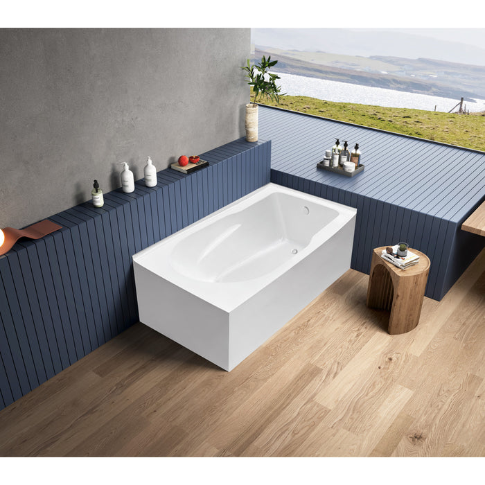 Kingston Tulare VTAM6032R21TS - Aqua Eden 60-Inch Acrylic Rectangular 2-Wall Corner Alcove Tub, Right Hand Drain, Glossy White