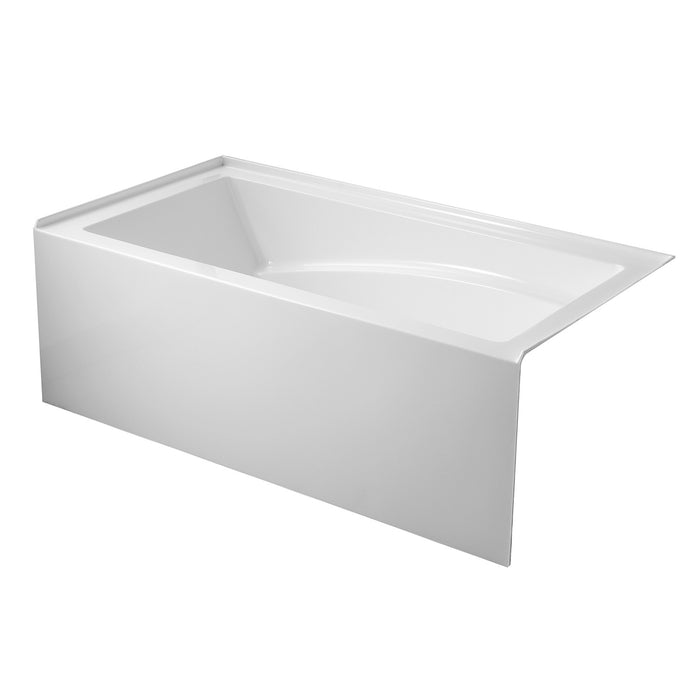 Kingston Tulare VTAM6032R22D - Aqua Eden 60-Inch Acrylic Rectangular 3-Wall Alcove Tub with Armrest and Anti-Skid Surface, Right Hand Drain, Glossy White
