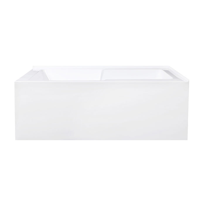 Kingston Tulare VTAM6032R22S - Aqua Eden 60-Inch Acrylic Rectangular 2-Wall Corner Alcove Tub with Corner Apron, Right Hand Drain Hole, Glossy White