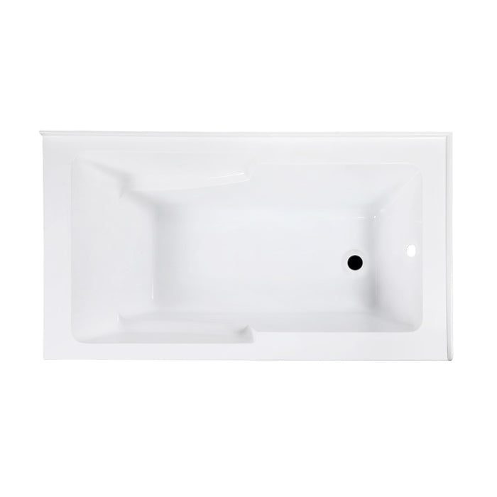 Kingston Tulare VTAM6032R22S - Aqua Eden 60-Inch Acrylic Rectangular 2-Wall Corner Alcove Tub with Corner Apron, Right Hand Drain Hole, Glossy White