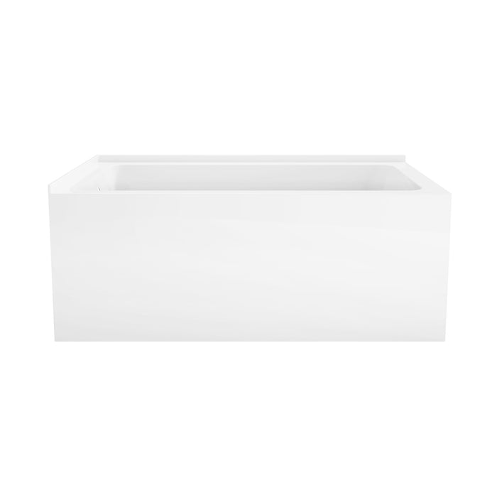 Aqua Eden VTAP5430L22TS 54-Inch Acrylic Rectangular 2-Wall Corner Alcove Tub, Left Hand Drain, Glossy White