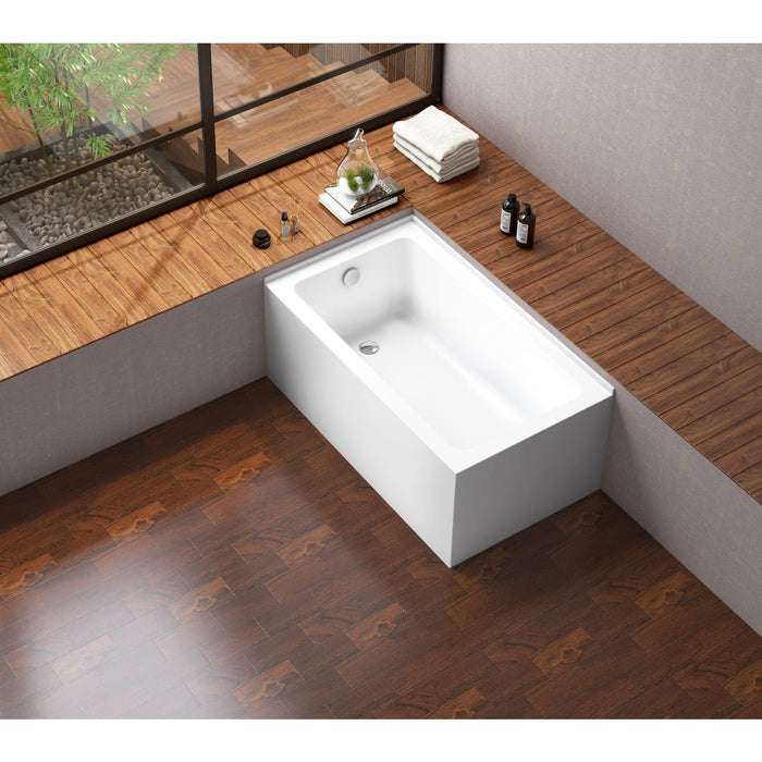 Aqua Eden VTAP5430L22TS 54-Inch Acrylic Rectangular 2-Wall Corner Alcove Tub, Left Hand Drain, Glossy White