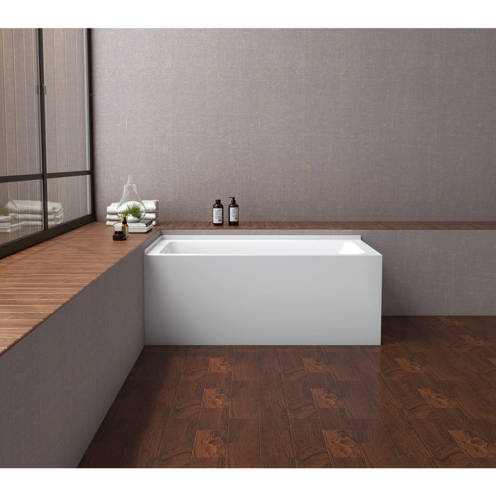 Aqua Eden VTAP5430L22TS 54-Inch Acrylic Rectangular 2-Wall Corner Alcove Tub, Left Hand Drain, Glossy White