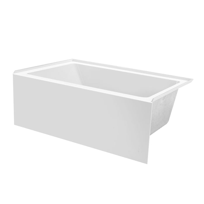 Kingston Tulare VTAP5436R22 - Aqua Eden 54-Inch Acrylic Rectangular 3-Wall Alcove Tub, Right Hand Drain, Glossy White