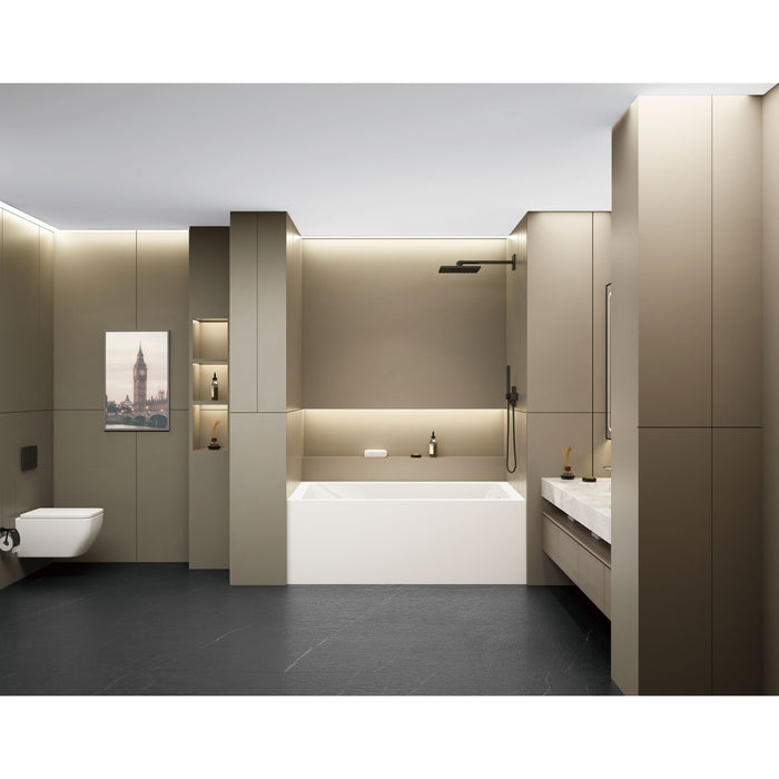 Kingston Tulare VTAP5436R22 - Aqua Eden 54-Inch Acrylic Rectangular 3-Wall Alcove Tub, Right Hand Drain, Glossy White