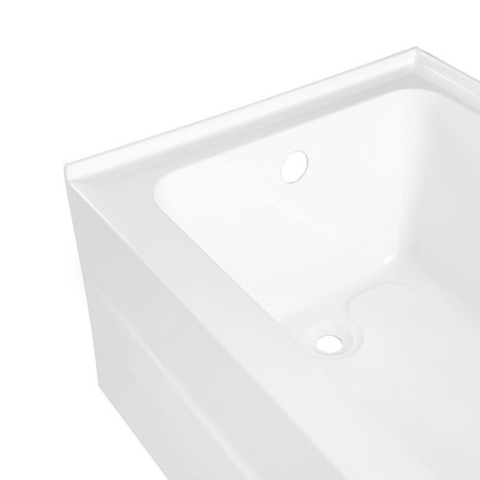 Kingston Aqua Eden VTAP602920L 60-Inch Anti-Skid Acrylic Rectangular Three-Wall Alcove Tub with Left Drain, Glossy White