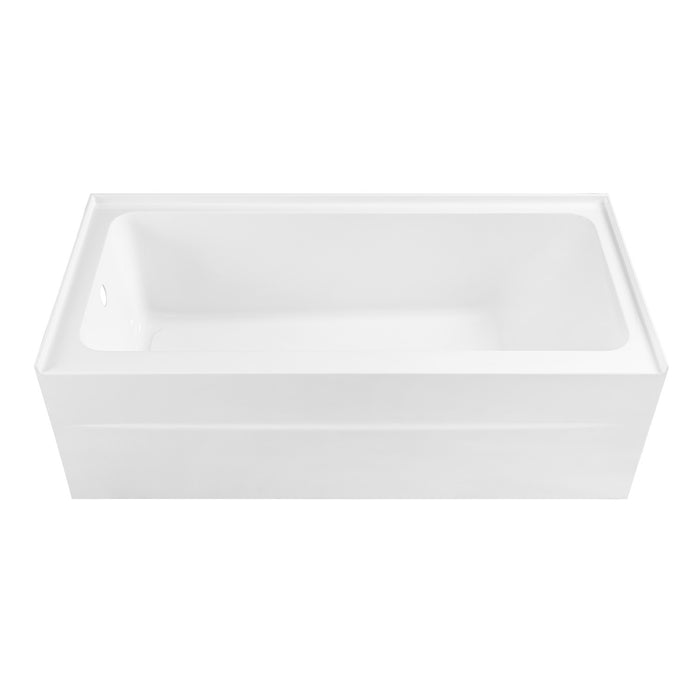 Kingston Aqua Eden VTAP602920L 60-Inch Anti-Skid Acrylic Rectangular Three-Wall Alcove Tub with Left Drain, Glossy White