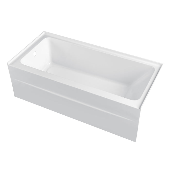 Kingston Aqua Eden VTAP602920L 60-Inch Anti-Skid Acrylic Rectangular Three-Wall Alcove Tub with Left Drain, Glossy White