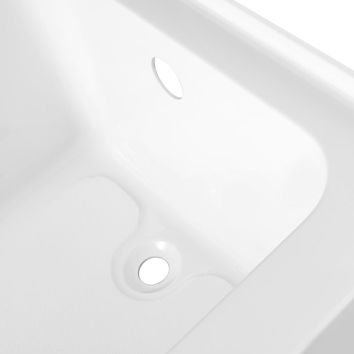 Kingston Aqua Eden VTAP602920R 60-Inch Anti-Skid Acrylic Rectangular Three-Wall Alcove Tub with Right Drain, Glossy White