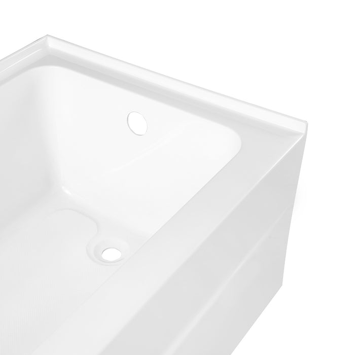 Kingston Aqua Eden VTAP602920R 60-Inch Anti-Skid Acrylic Rectangular Three-Wall Alcove Tub with Right Drain, Glossy White