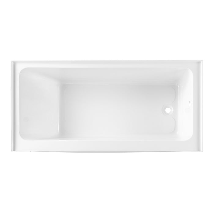 Kingston Aqua Eden VTAP602920R 60-Inch Anti-Skid Acrylic Rectangular Three-Wall Alcove Tub with Right Drain, Glossy White