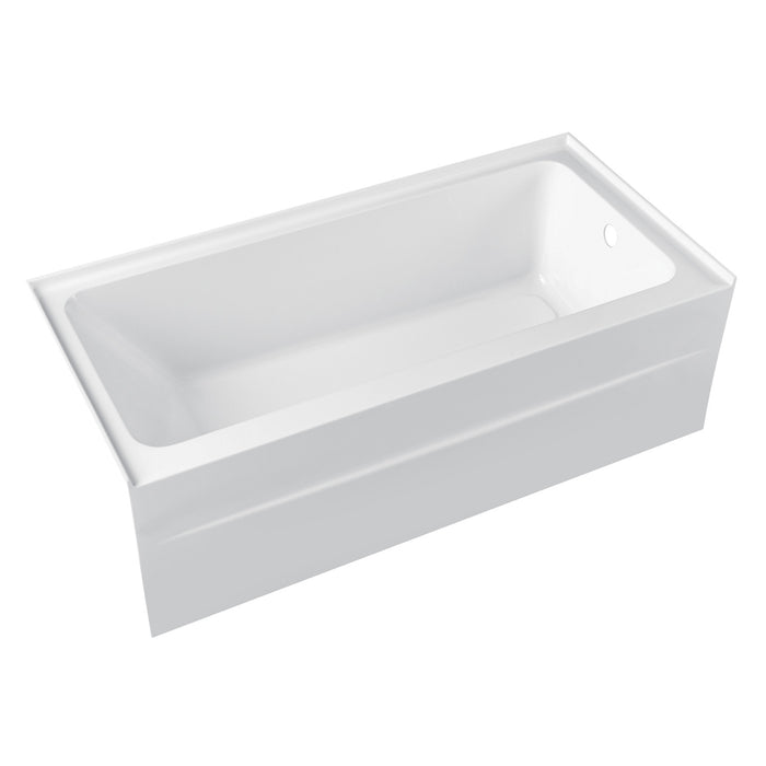 Kingston Aqua Eden VTAP602920R 60-Inch Anti-Skid Acrylic Rectangular Three-Wall Alcove Tub with Right Drain, Glossy White