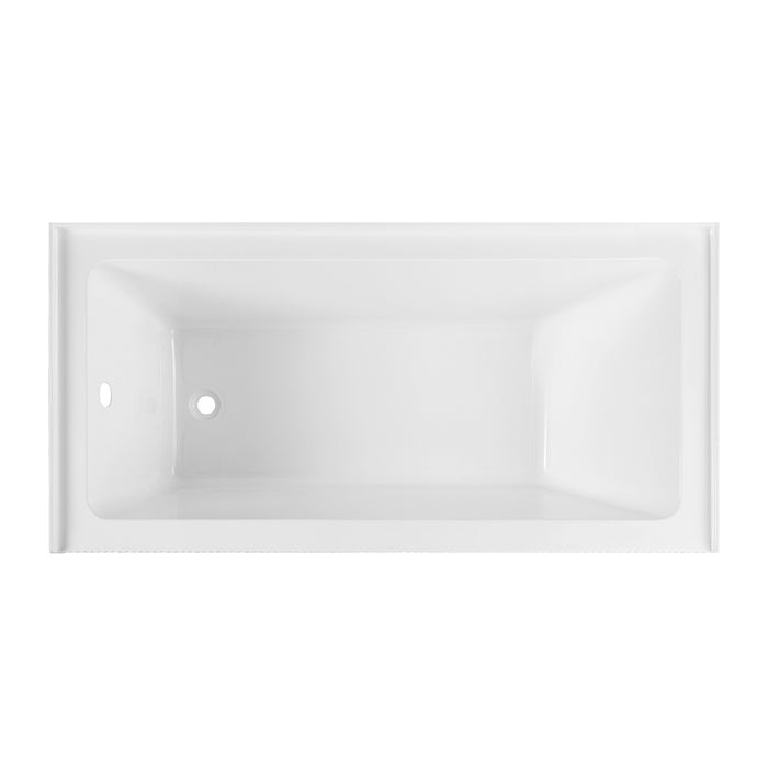 Kingston Aqua Eden VTAP603021L 60-Inch Anti-Skid Acrylic Rectangular Three-Wall Alcove Tub with Left Drain, Glossy White