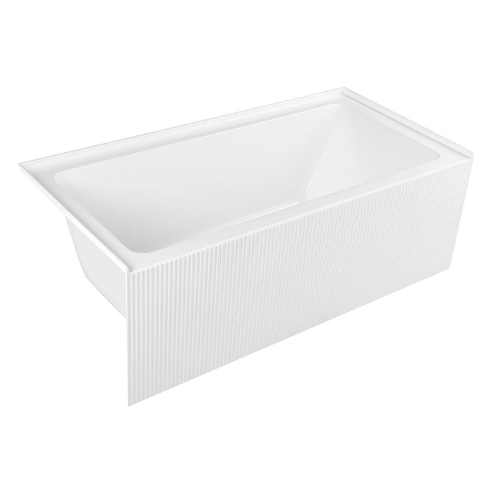 Kingston Aqua Eden VTAP603021L 60-Inch Anti-Skid Acrylic Rectangular Three-Wall Alcove Tub with Left Drain, Glossy White