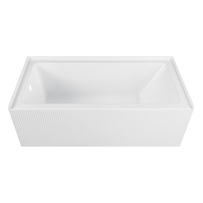 Kingston Aqua Eden VTAP603021L 60-Inch Anti-Skid Acrylic Rectangular Three-Wall Alcove Tub with Left Drain, Glossy White
