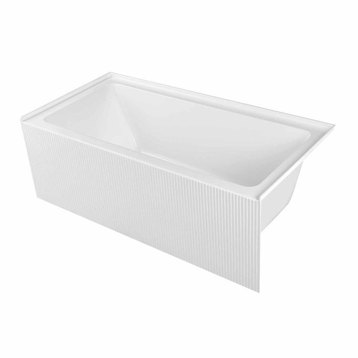 Kingston Aqua Eden VTAP603021R 60-Inch Anti-Skid Acrylic Rectangular Three-Wall Alcove Tub with Right Drain, Glossy White
