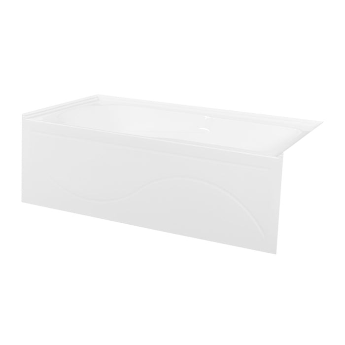 Kingston Tulare VTAP603022R - Aqua Eden 60-Inch Acrylic Rectangular 3-Wall Alcove Tub with Anti Skid and Right Hand Drain Hole, Glossy White
