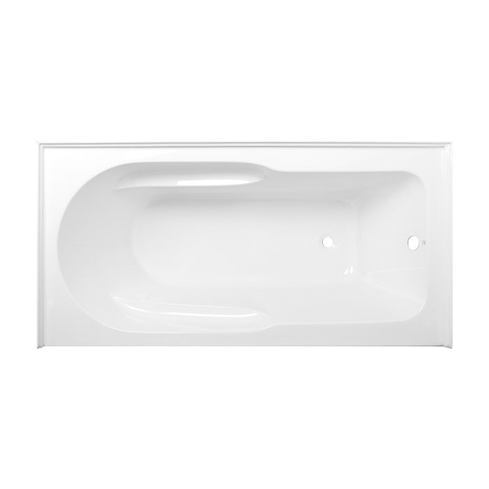 Kingston Tulare VTAP603022R - Aqua Eden 60-Inch Acrylic Rectangular 3-Wall Alcove Tub with Anti Skid and Right Hand Drain Hole, Glossy White