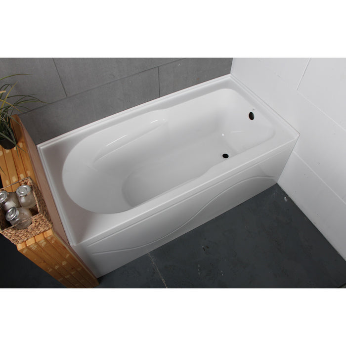 Kingston Tulare VTAP603022R - Aqua Eden 60-Inch Acrylic Rectangular 3-Wall Alcove Tub with Anti Skid and Right Hand Drain Hole, Glossy White