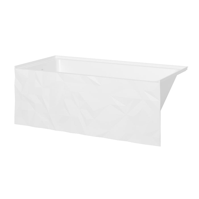 Kingston Moraine VTAP6030L22D 60-Inch Acrylic Rectangular Three-Wall Alcove Tub with Left Drain, Glossy White