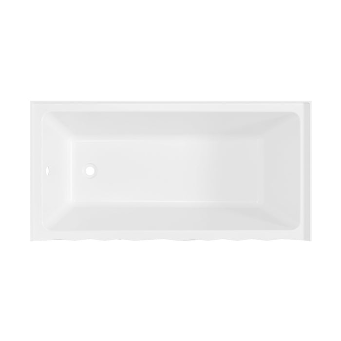 Kingston Moraine VTAP6030L22D 60-Inch Acrylic Rectangular Three-Wall Alcove Tub with Left Drain, Glossy White