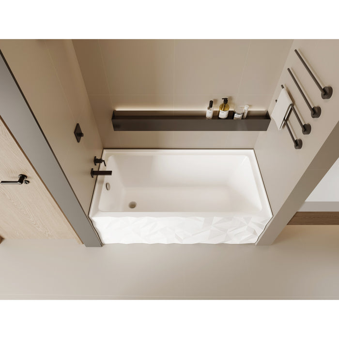 Kingston Moraine VTAP6030L22D 60-Inch Acrylic Rectangular Three-Wall Alcove Tub with Left Drain, Glossy White