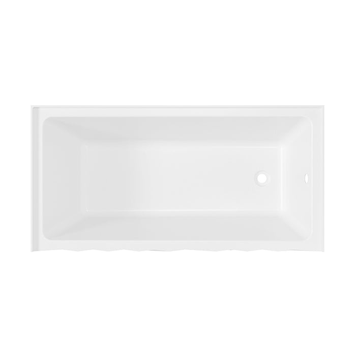 Kingston Moraine VTAP6030R22D 60-Inch Acrylic Rectangular Three-Wall Alcove Tub with Right Drain, Glossy White