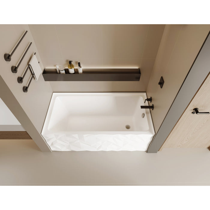 Kingston Moraine VTAP6030R22D 60-Inch Acrylic Rectangular Three-Wall Alcove Tub with Right Drain, Glossy White