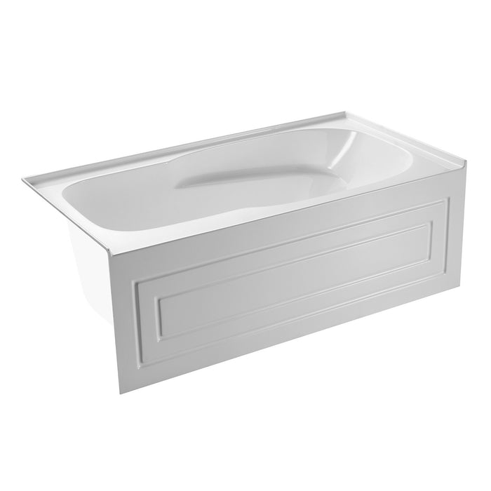 Aqua Eden VTAP6031L21C 60-Inch Acrylic Rectangular 3-Wall Alcove Tub with Anti-Skid Surface, Left Hand Drain, Glossy White