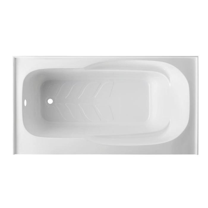 Aqua Eden VTAP6031L21C 60-Inch Acrylic Rectangular 3-Wall Alcove Tub with Anti-Skid Surface, Left Hand Drain, Glossy White